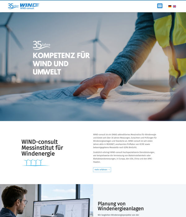 Website der Firma Wind-Consult